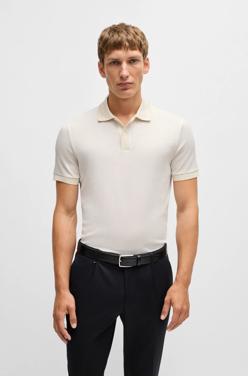 Boss Structured-Cotton Polo Shirt With Solid Trims 50518563 131 Boss Structured-Cotton Polo Shirt With Solid Trims 50518563 131