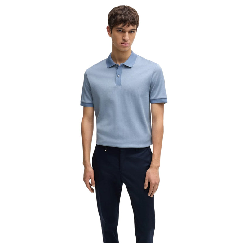 Boss Structured-Cotton Polo Shirt With Solid Trims  50518563 490