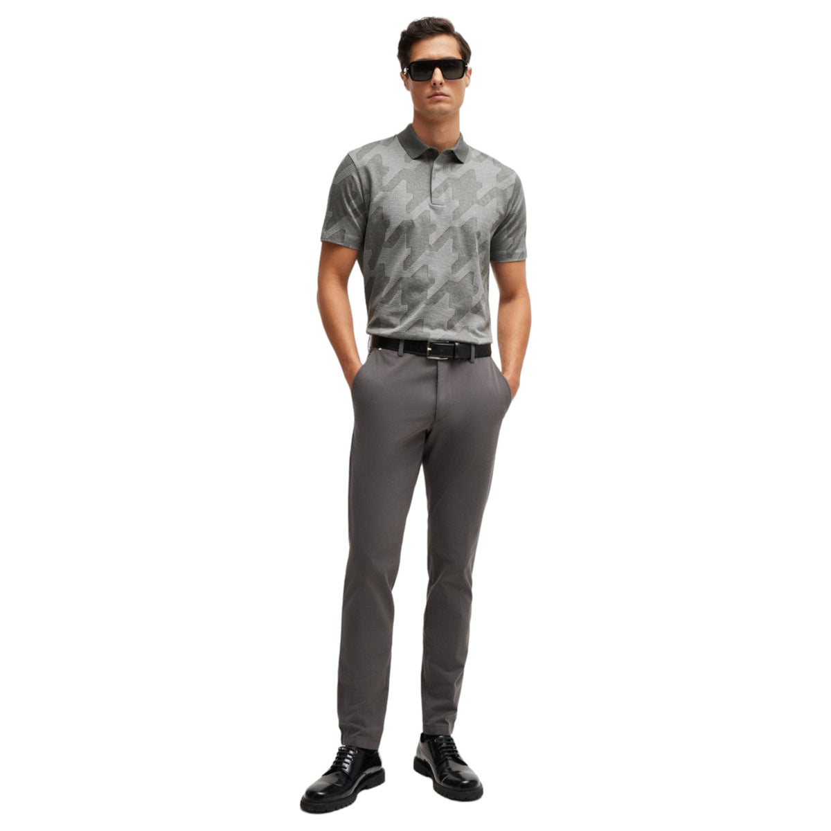 Boss C-Penrose 45  Mercerized-Cotton Slim-Fit Polo Shirt With Houndstooth Jacquard  50518875 041