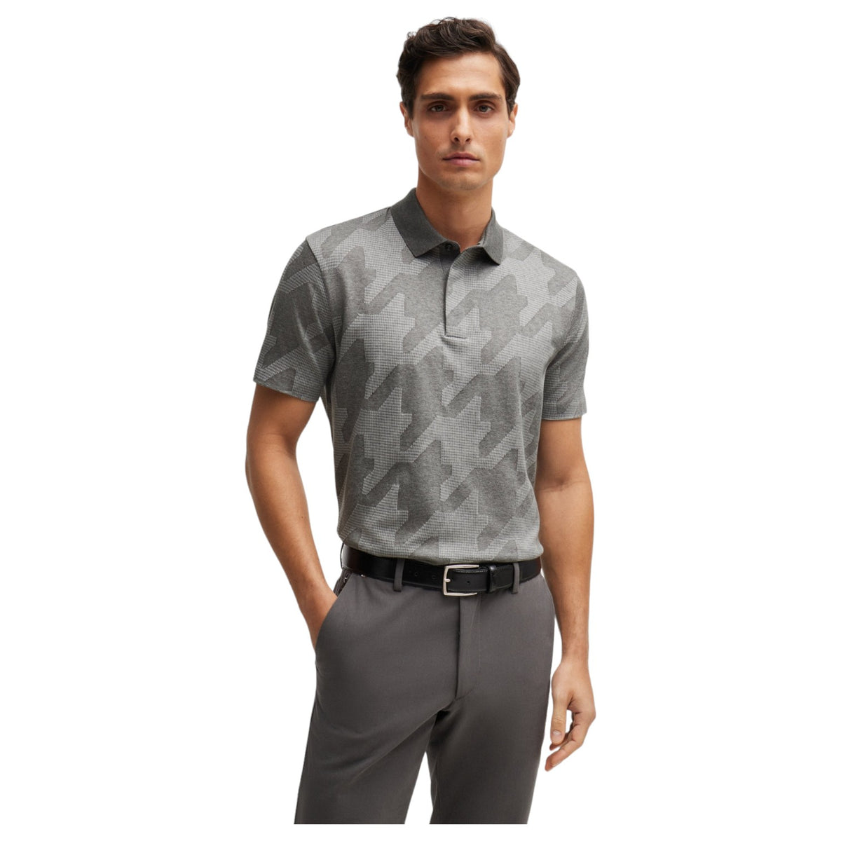 Boss C-Penrose 45  Mercerized-Cotton Slim-Fit Polo Shirt With Houndstooth Jacquard  50518875 041