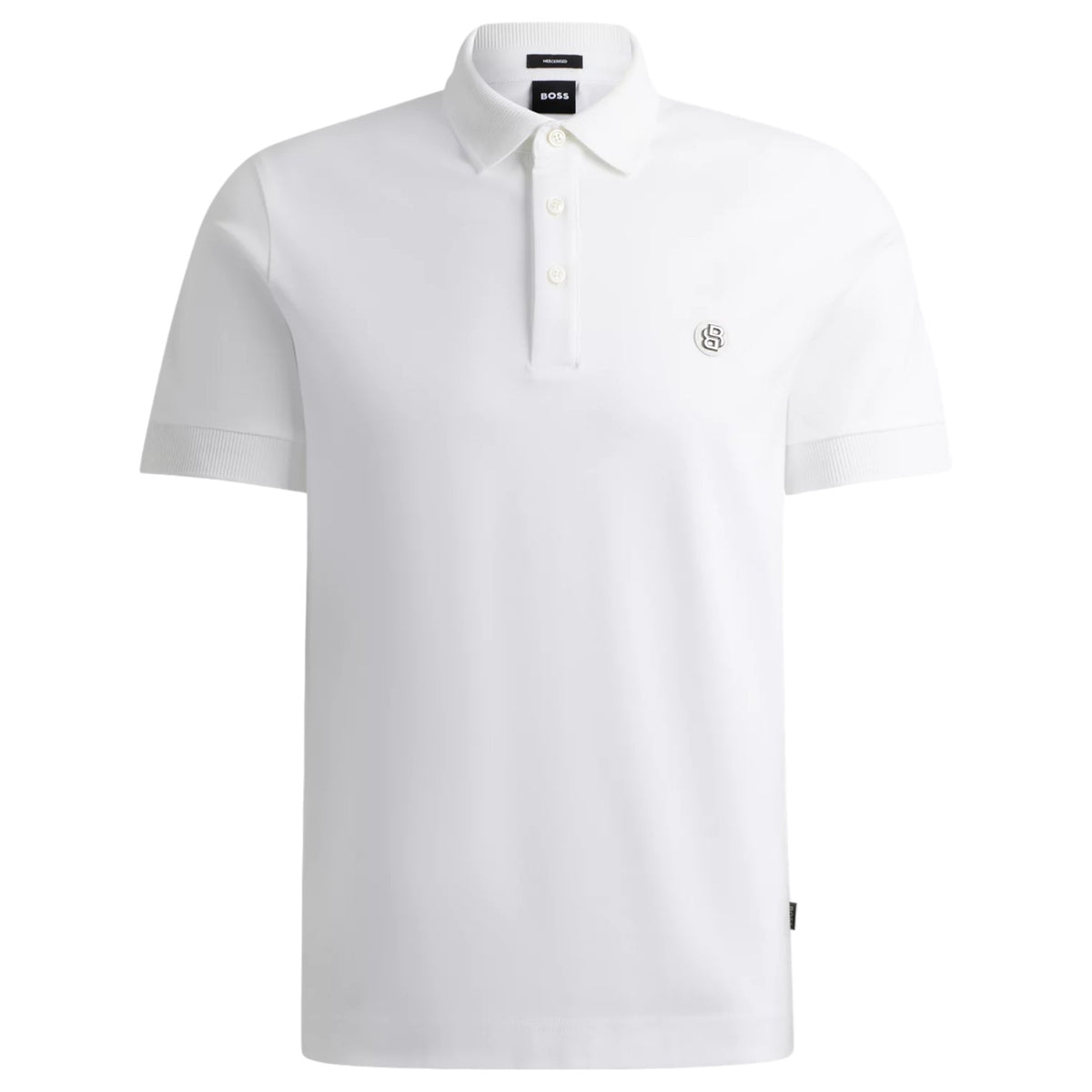 Boss Mercerized-Cotton Polo Shirt With Double Monogram  50520297 100 White