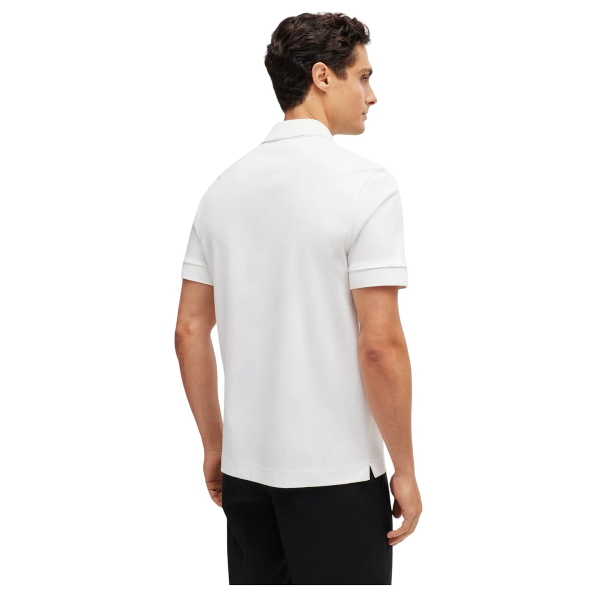 Boss Mercerized-Cotton Polo Shirt With Double Monogram  50520297 100 White
