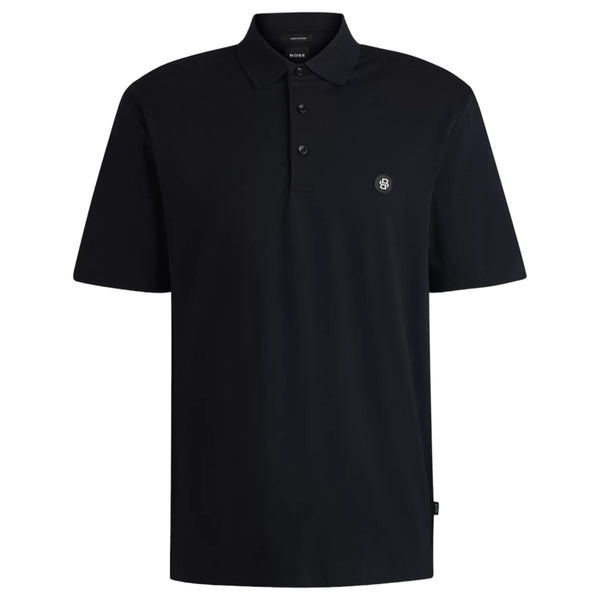 Boss Mercerized-Cotton Polo Shirt With Double Monogram  50520297 404 Navy