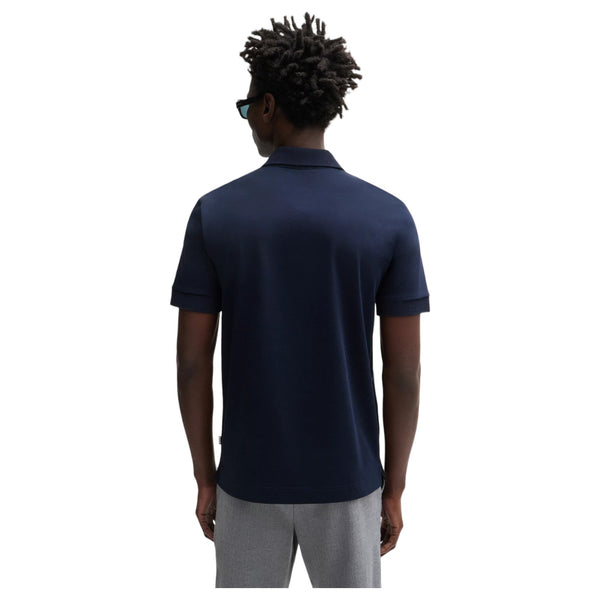 Boss Mercerized-Cotton Polo Shirt With Double Monogram  50520297 404 Navy