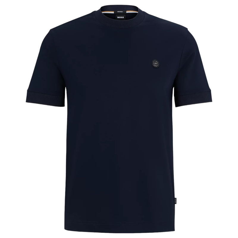 Boss Mercerized-Cotton T-Shirt With Double B Monogram In Navy  50520298 404 Navy