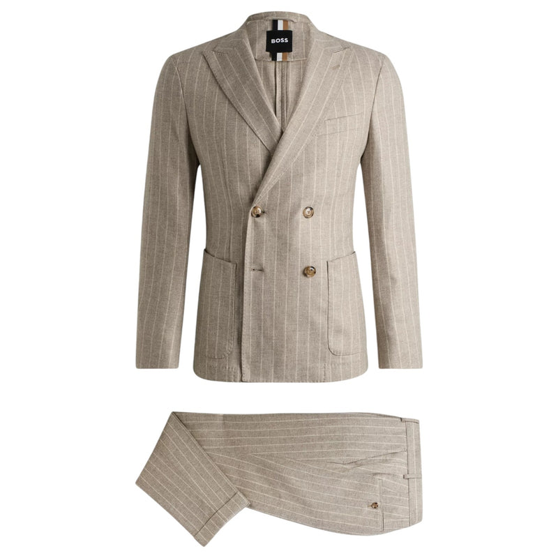 Boss Slim-fit suit in striped wool  50528161 275 Beige