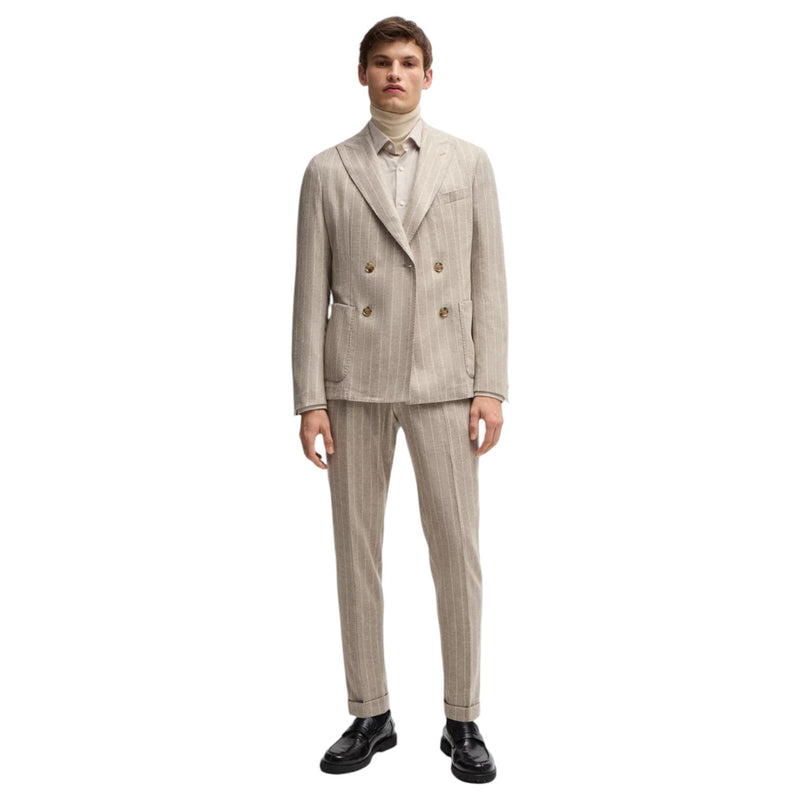 Boss Slim-fit suit in striped wool  50528161 275 Beige