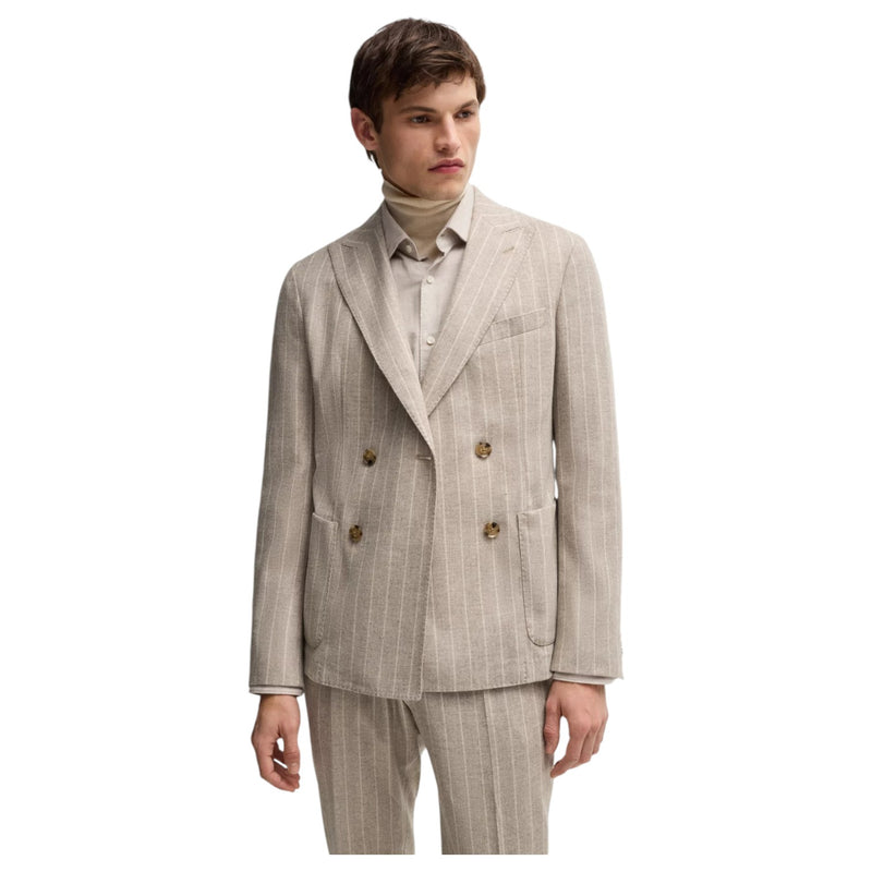 Boss Slim-fit suit in striped wool  50528161 275 Beige