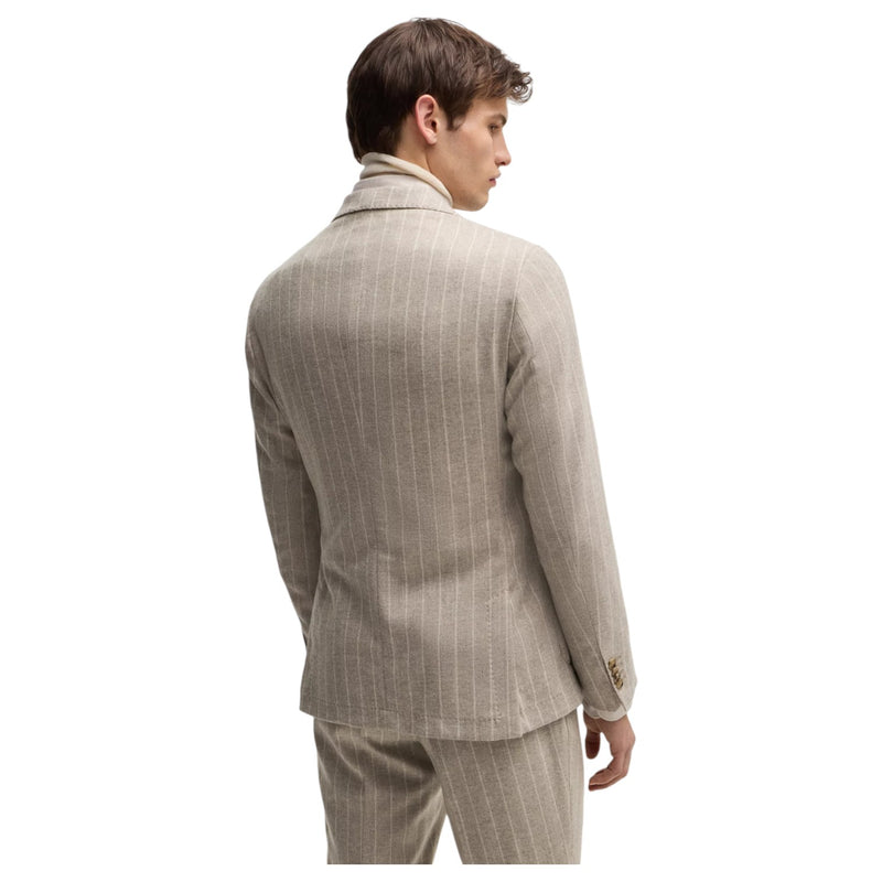 Boss Slim-fit suit in striped wool  50528161 275 Beige