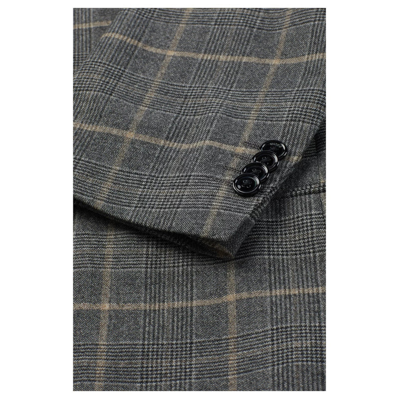 Boss Slim-fit suit in checked stretch wool  50528162 072 Gray