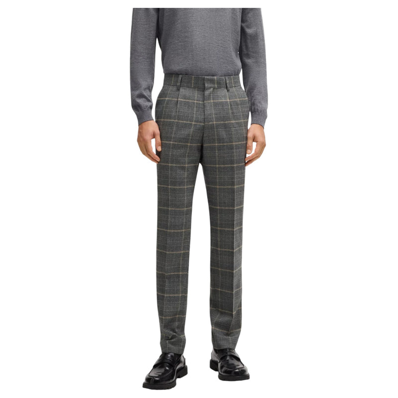 Boss Slim-fit suit in checked stretch wool  50528162 072 Gray