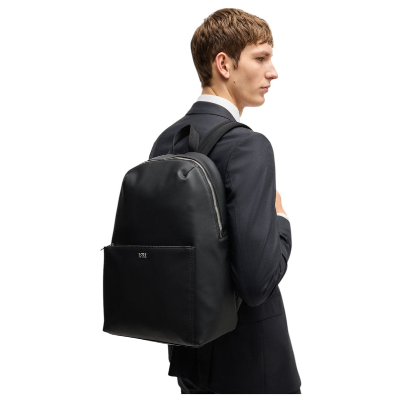Hugo Boss Textured backpack with logo hardware  50536103 405 Dark Blue