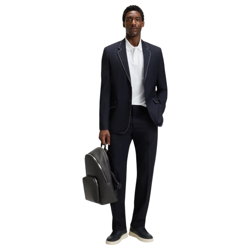 Hugo Boss Backpack In Grained Italian Leather With Smart Sleeve  50536142 001