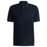 BOSS Zip-Neck Knit Polo Shirt With Waffle Structure  50536768