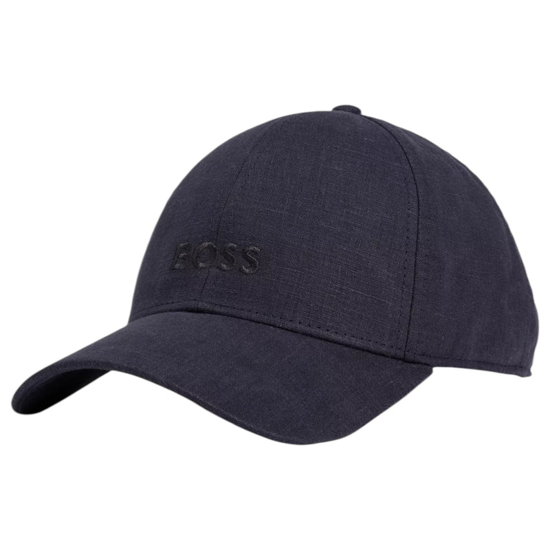 Boss Linen cap with embroidered logo In Navy  50539422 404