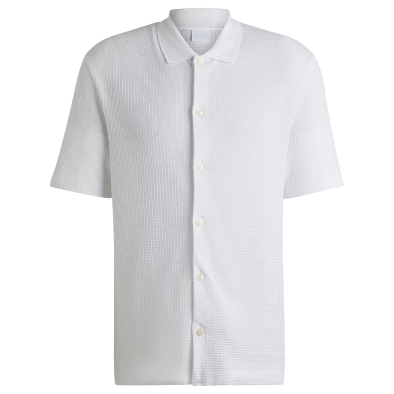 BOSS Regular-Fit Shirt In Waffle Cotton In White  50540578 100
