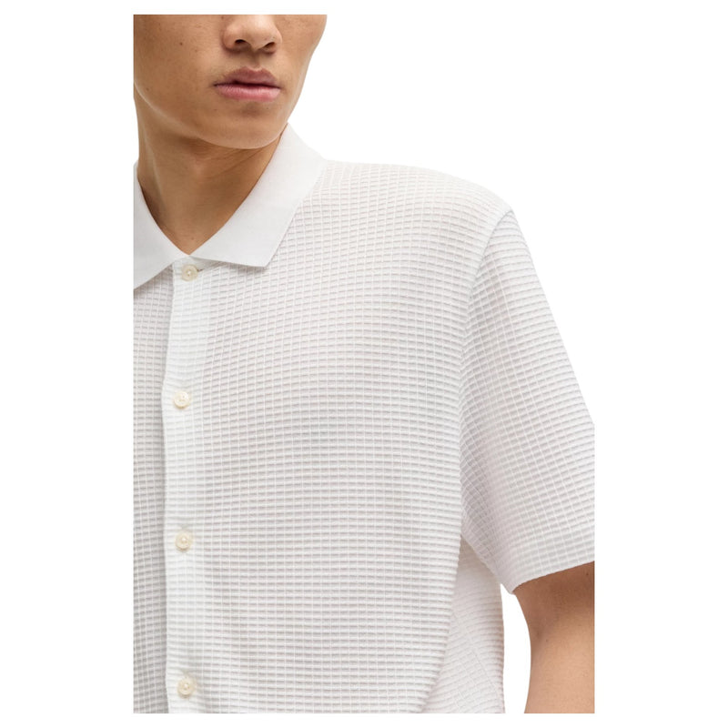 BOSS Regular-Fit Shirt In Waffle Cotton In White  50540578 100