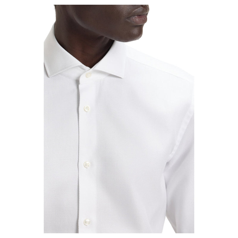 Boss Slim-fit White shirt in micro-structured Italian cotton 50545157