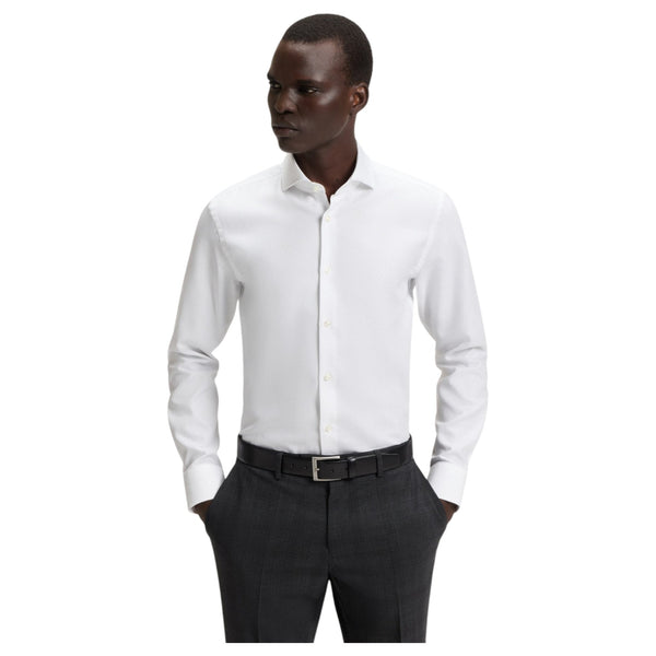 Boss Slim-fit White shirt in micro-structured Italian cotton 50545157