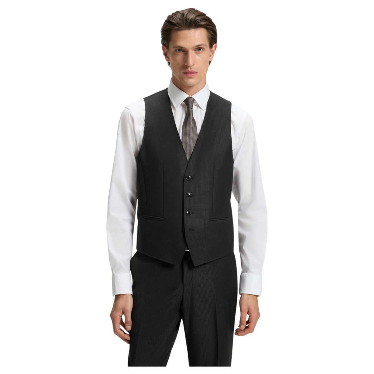 BOSS 3-Piece Slim-Fit Suit in Patterned Virgin Wool
