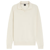 BOSS H-Lomarino Knitted Cotton Sweater with Johnny Collar