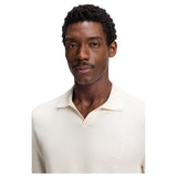 BOSS H-Lomarino Knitted Cotton Sweater with Johnny Collar