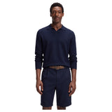 BOSS H-Lomarino Knitted Cotton Sweater with Johnny Collar