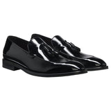BOSS Men's Derrek Patent Tassel Tuxedo Loafers Black