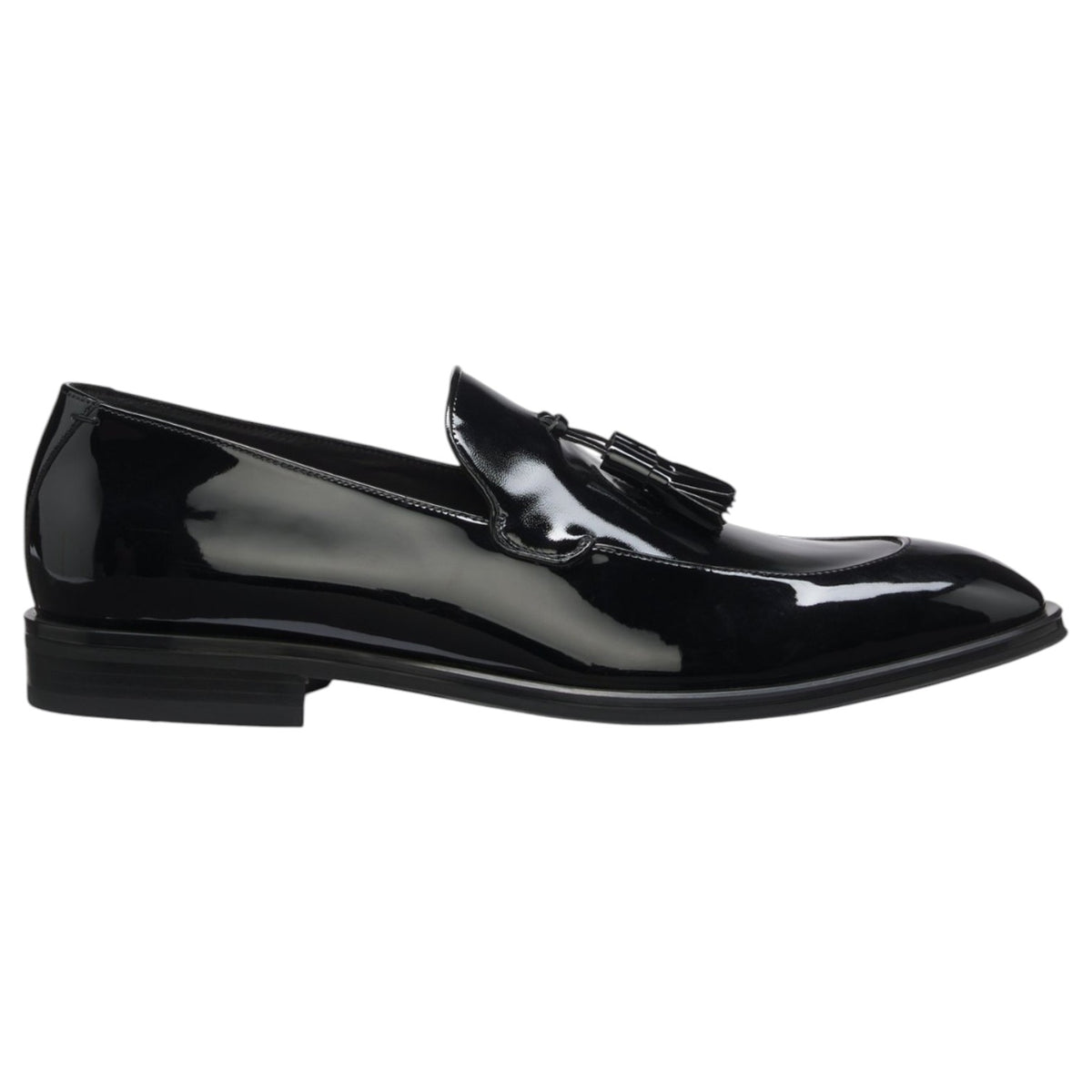 BOSS Men's Derrek Patent Tassel Tuxedo Loafers Black
