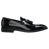 BOSS Men's Derrek Patent Tassel Tuxedo Loafers Black