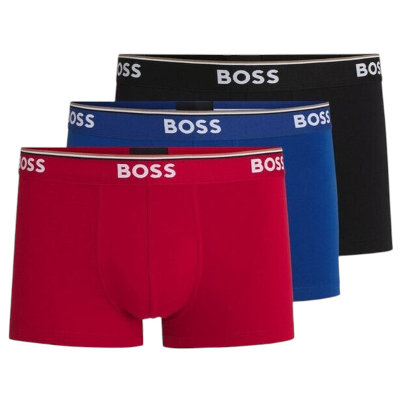 Men's Three Pack of Cotton Stretch Boxer Briefs with Logo Waistband