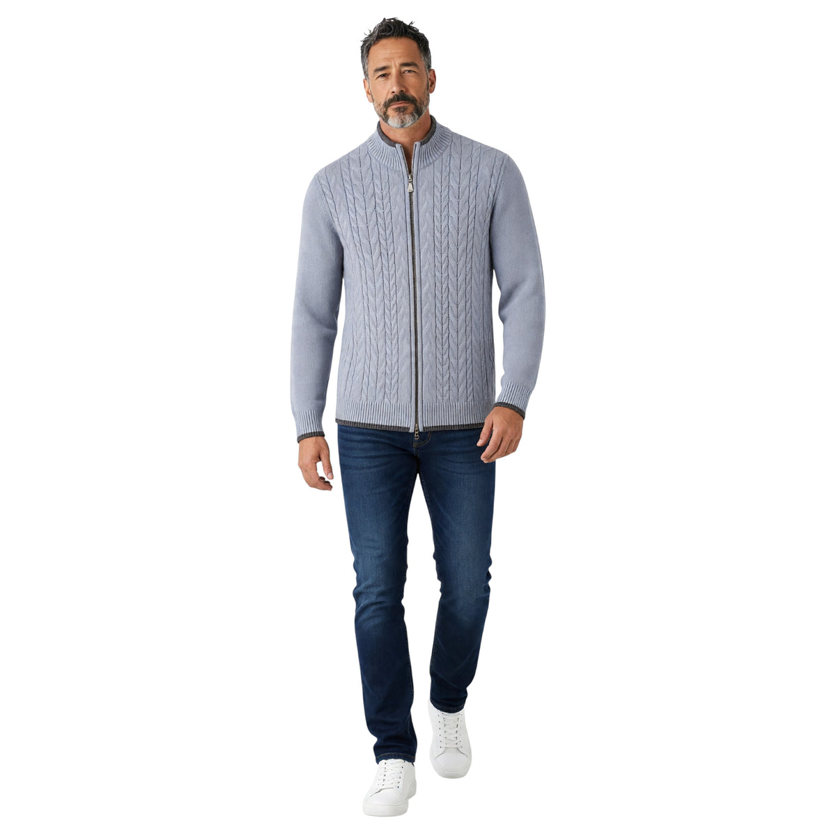 Raffi Full-Zip Mouliné Merino Wool & Cashmere Jacket – Storm