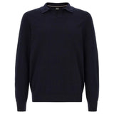 BOSS H-Lomarino Knitted Cotton Sweater with Johnny Collar