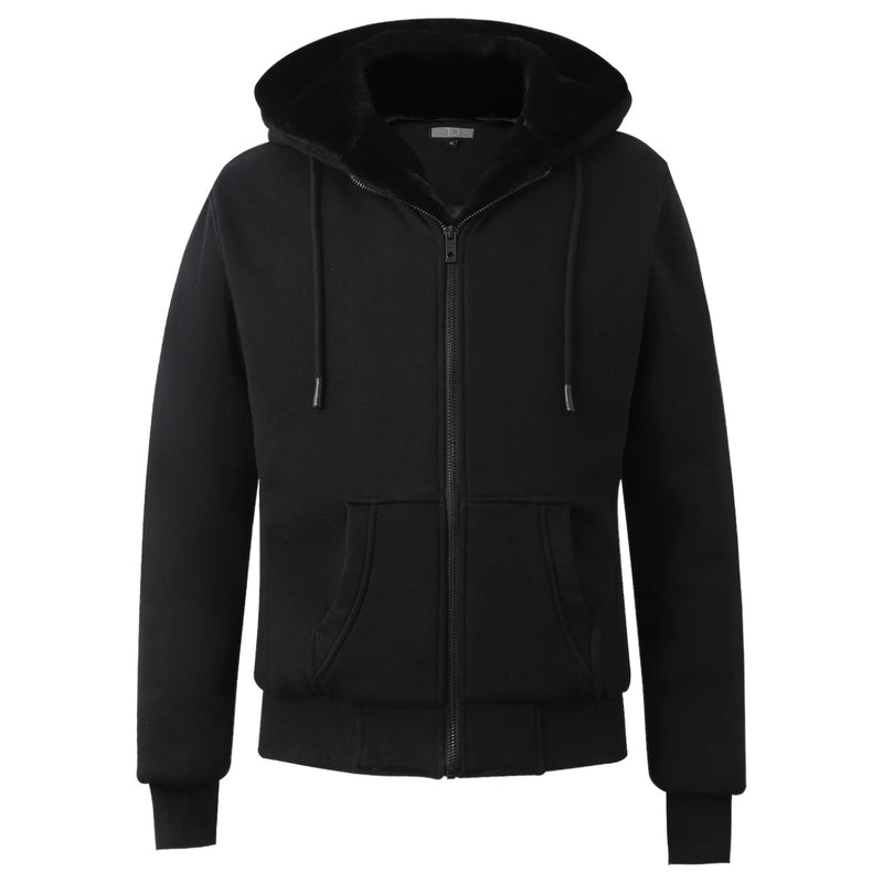 T.O Boy's Black Hoodie - Black Removable Fur HD-1B/W