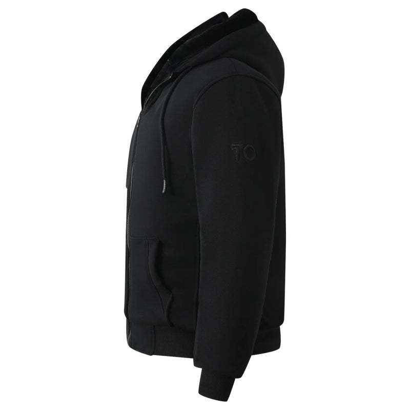 T.O Boy's Black Hoodie - Black Removable Fur HD-1B/W
