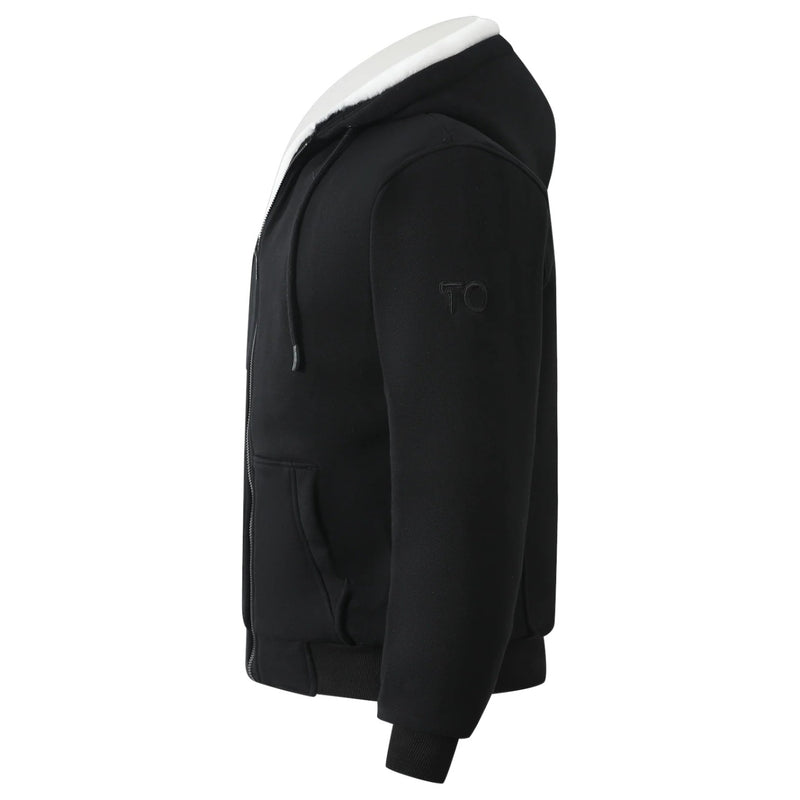 T.O Boy's Black Hoodie - Black Removable Fur HD-1B/W