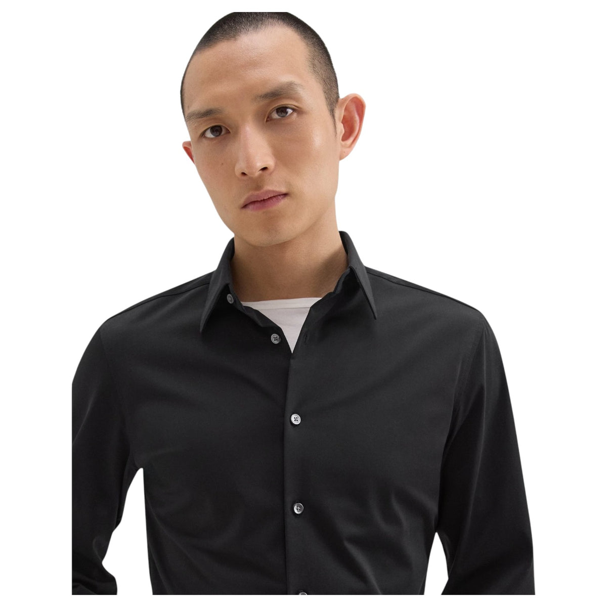Theory Sylvain Shirt in Structure Knit  J0794505 001 Black