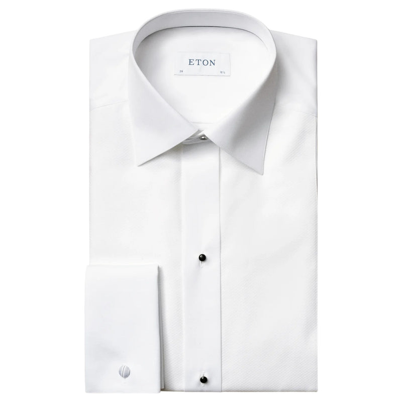 Eton White Piqué Tuxedo Shirt With Studs