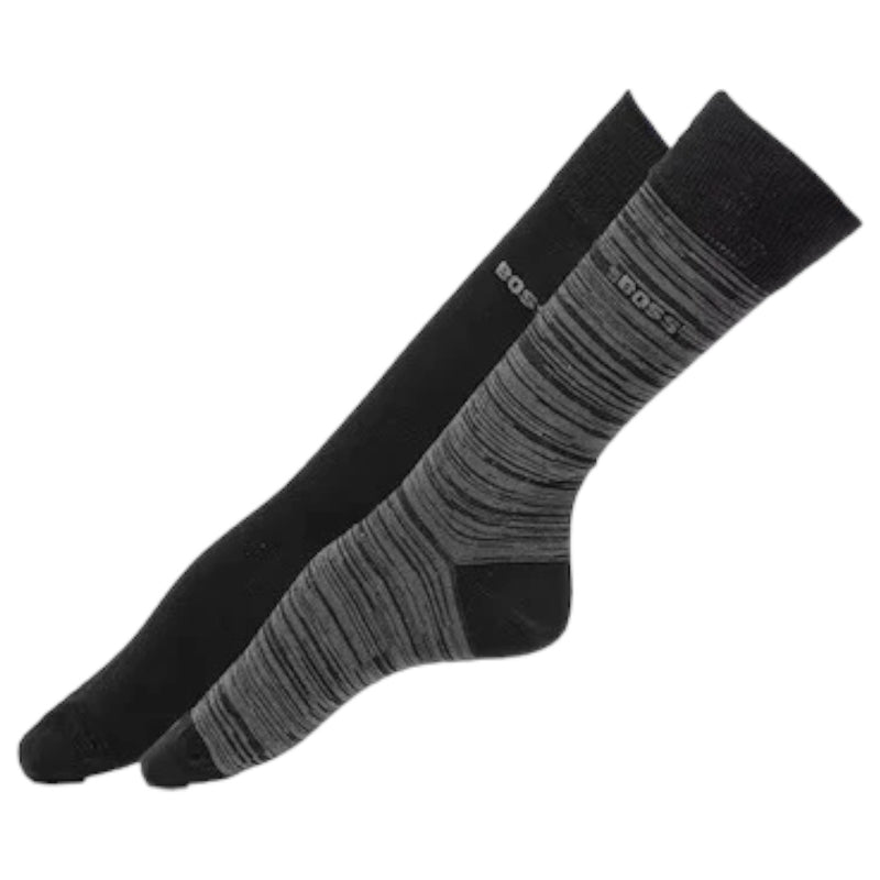 BOSS Two-Pack of Regular Length Socks in a Cotton Blend  50501320 001