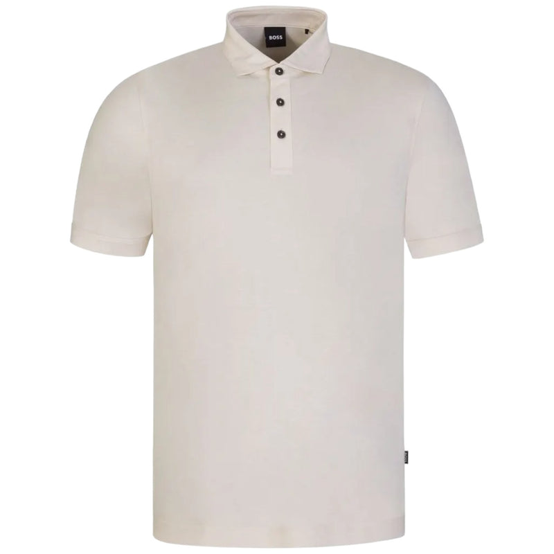 BOSS Shell-Panel Jersey Polo Shirt With Black Top Button In White  50506870 100