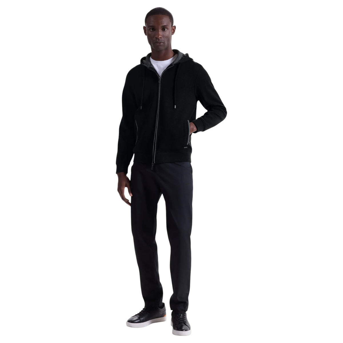 Bugatchi Heathered Pique Full Zip Hoodie HF2403K83