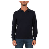 BOSS H-Lomarino Knitted Cotton Sweater with Johnny Collar