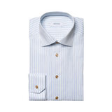 Eton Light Blue Striped Fine Piqué Slim Shirt 100010293 01