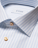 Eton Light Blue Striped Fine Piqué Slim Shirt 100010293 01