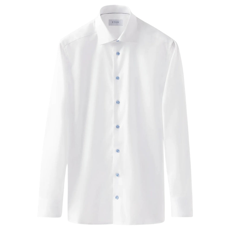 Eton Solid Signature Twill Shirt With Contrast