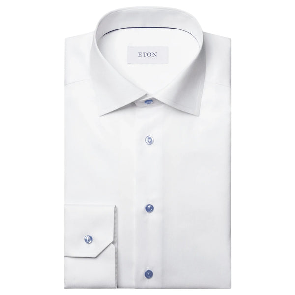 Eton Solid Signature Twill Shirt With Contrast
