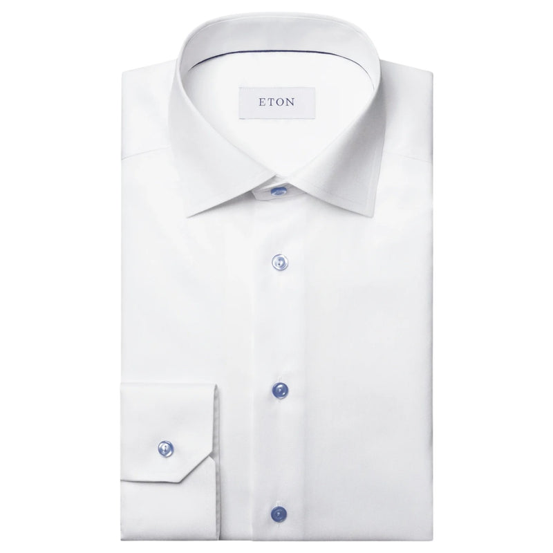 Eton Solid Signature Twill Shirt With Contrast