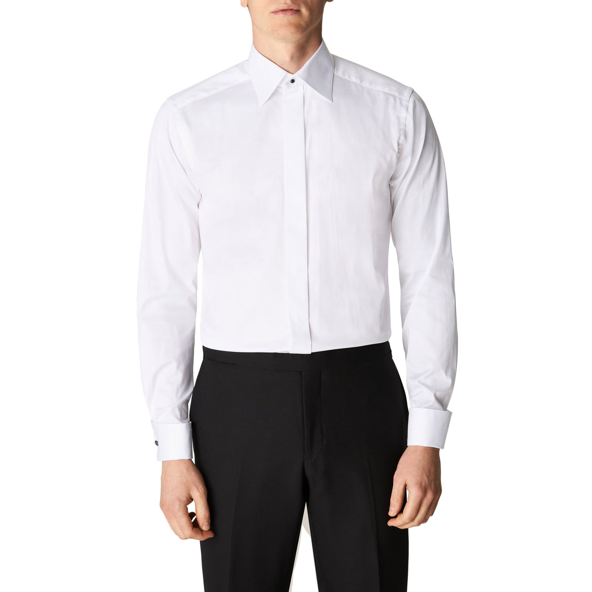 Eton Men's Slim Fit French Cuff White Stretch Twill Shirt 100003186 00