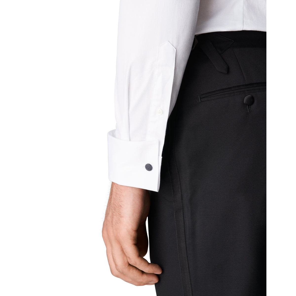 Eton Men's Slim Fit French Cuff White Stretch Twill Shirt 100003186 00