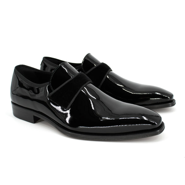 Mezlan Men's Patent Leather Formal Shoes with Velvet Strap  20602 Tux Black